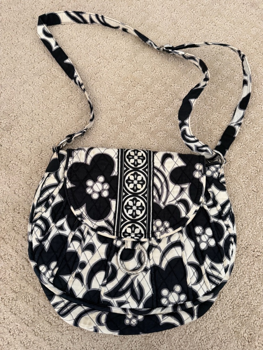 Black & White Vera Bradley Saddle Crossbody